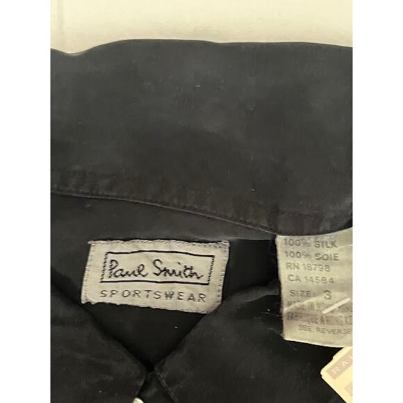 NWT VTG 90s Paul Smith Shirt Black Silk Long Sleeve Button Down Sz XL - Picture 3 of 7